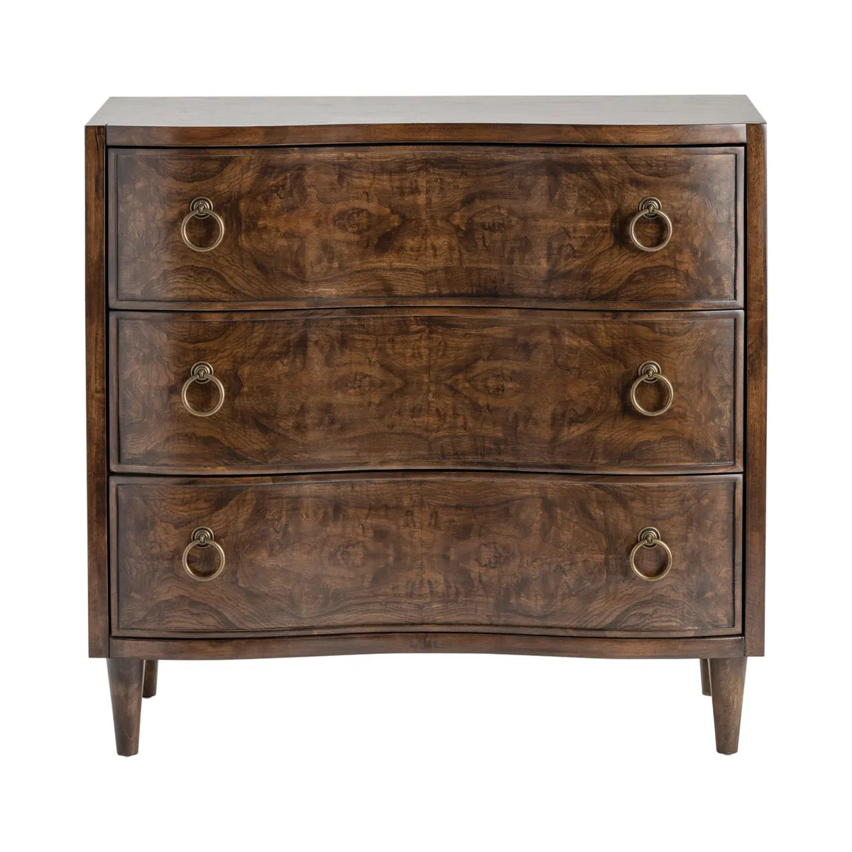 Burlington Stained Brown Nightstands (2-Pack), Olive Ash Burl Veneer, Wood, Traditional, antique-style handles