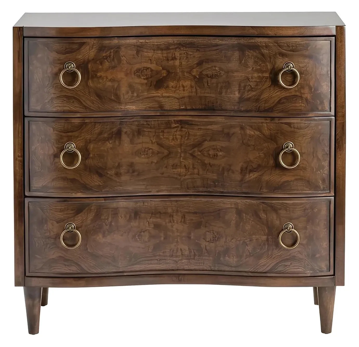 Burlington Stained Brown Nightstands (2-Pack), Olive Ash Burl Veneer, Wood, Traditional, antique-style handles