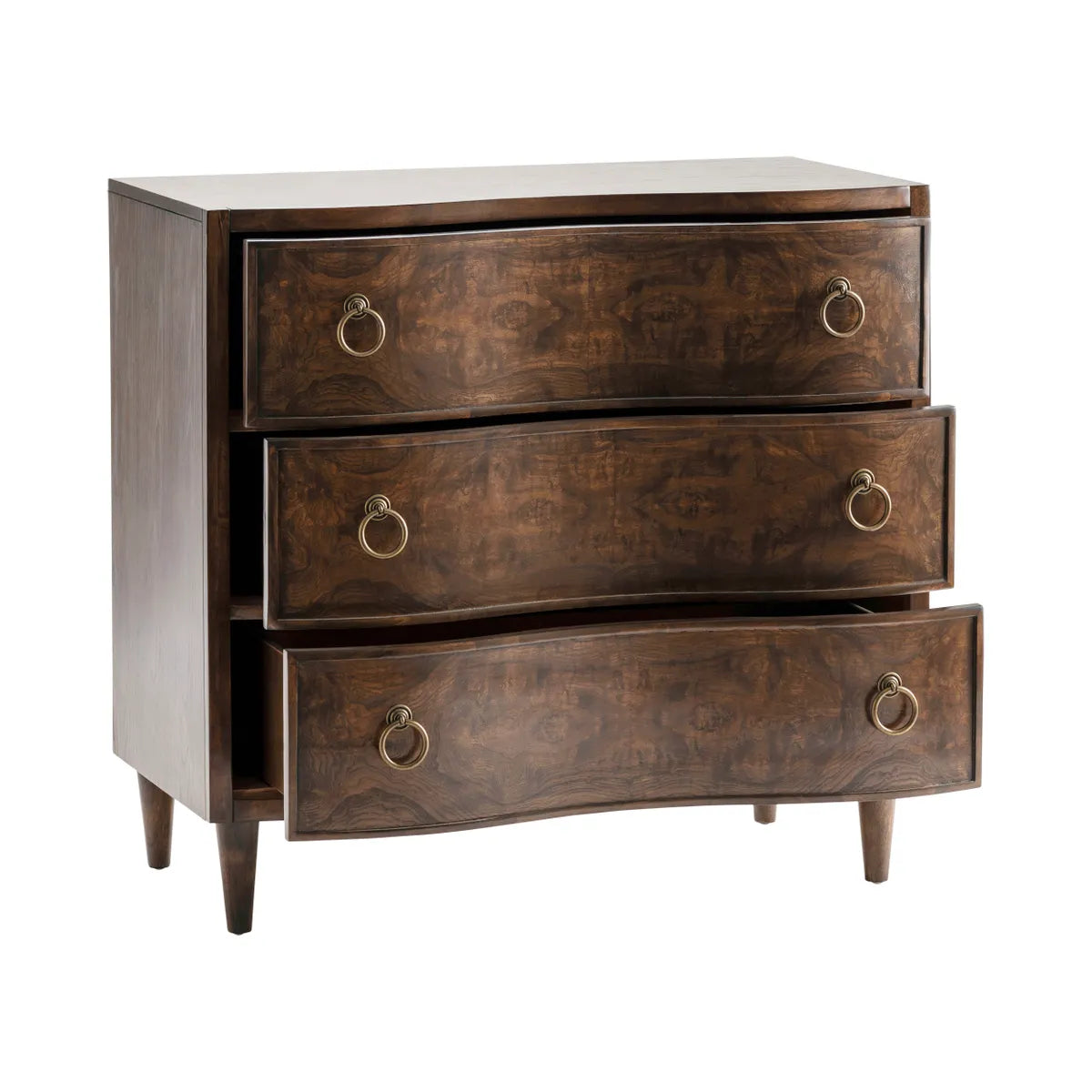 Burlington Stained Brown Nightstands (2-Pack), Olive Ash Burl Veneer, Wood, Traditional, antique-style handles