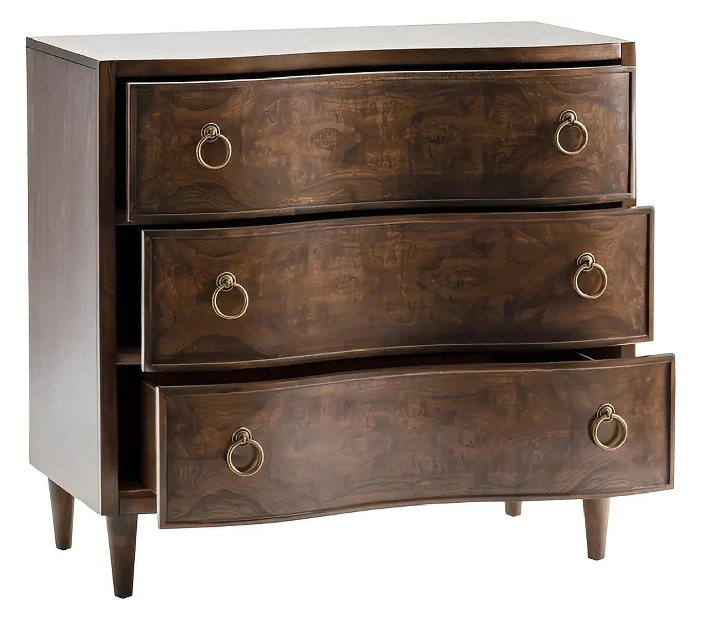 Burlington Stained Brown Nightstands (2-Pack), Olive Ash Burl Veneer, Wood, Traditional, antique-style handles