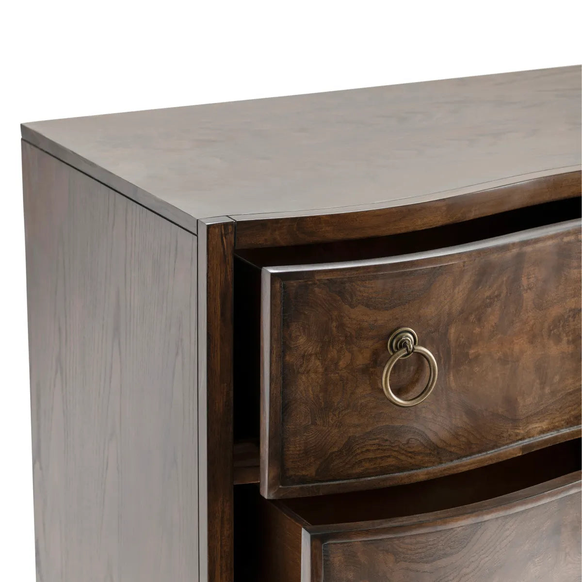 Burlington Stained Brown Nightstands (2-Pack), Olive Ash Burl Veneer, Wood, Traditional, antique-style handles