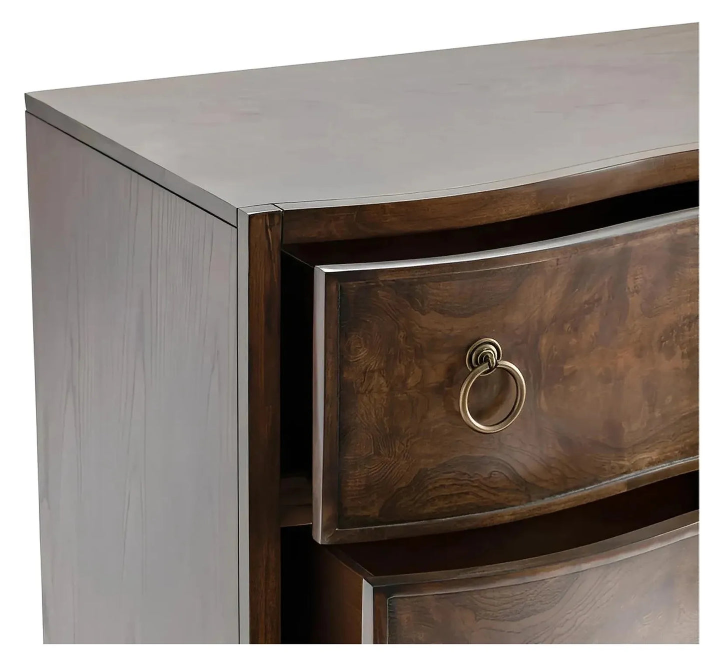 Burlington Stained Brown Nightstands (2-Pack), Olive Ash Burl Veneer, Wood, Traditional, antique-style handles