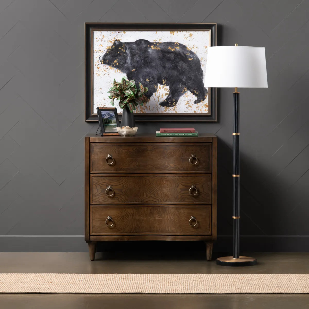 Burlington Stained Brown Nightstands (2-Pack), Olive Ash Burl Veneer, Wood, Traditional, antique-style handles
