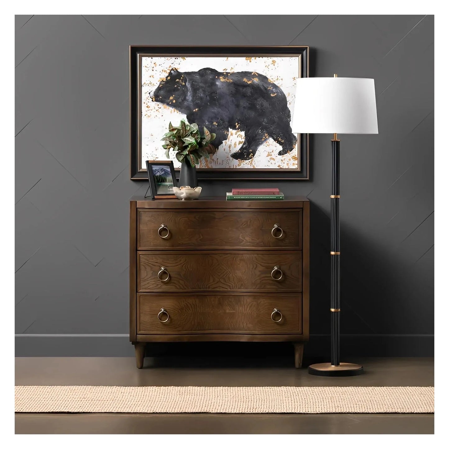 Burlington Stained Brown Nightstands (2-Pack), Olive Ash Burl Veneer, Wood, Traditional, antique-style handles