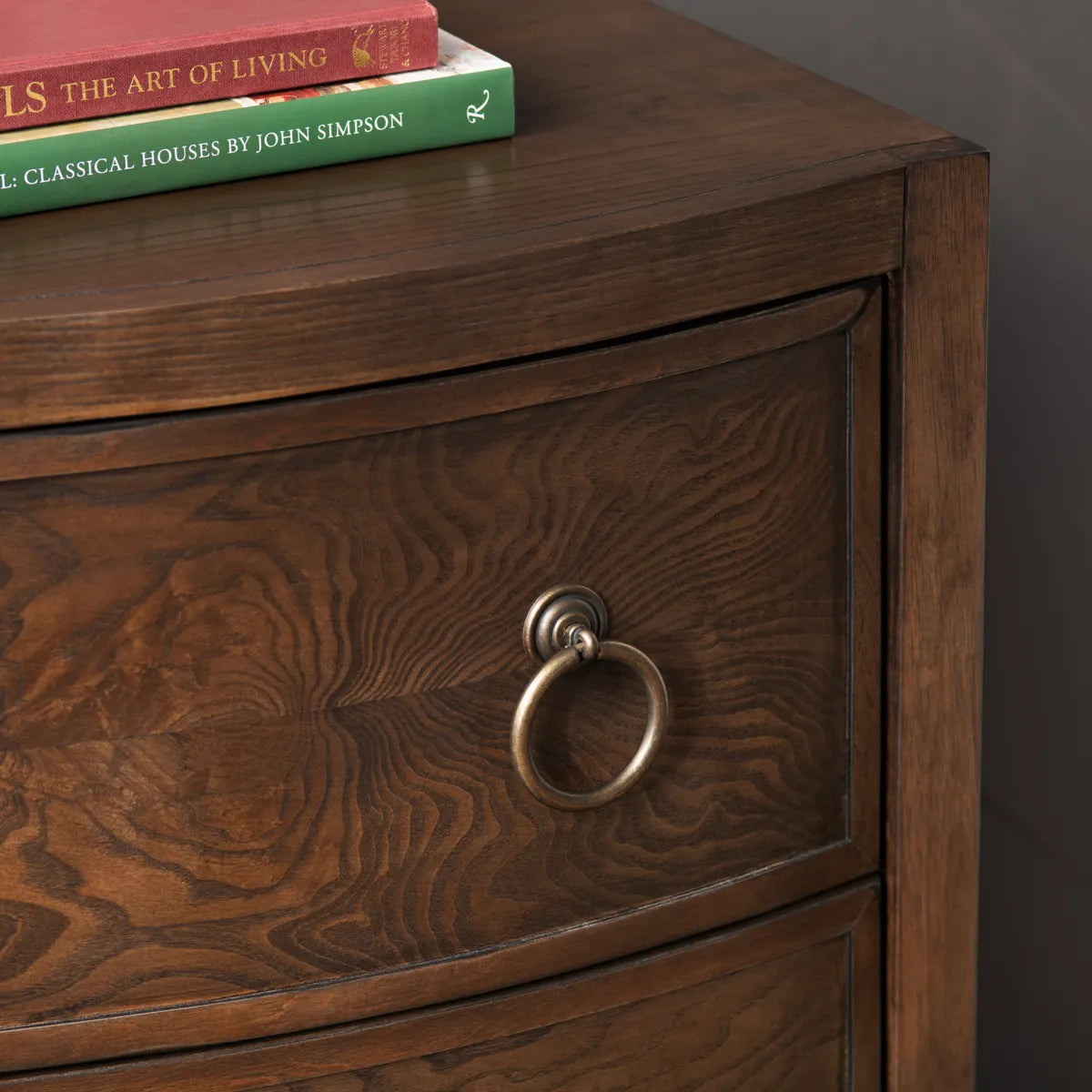 Burlington Stained Brown Nightstands (2-Pack), Olive Ash Burl Veneer, Wood, Traditional, antique-style handles
