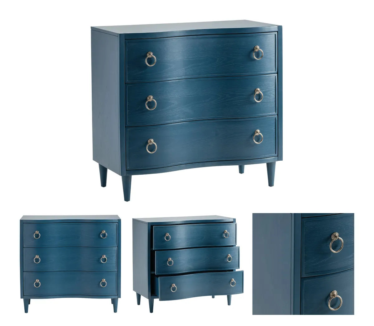 York Painted Blue Nightstands (2-Pack), Veneer, Wood, Transitional, tapered legs, solid wood craftsmanship