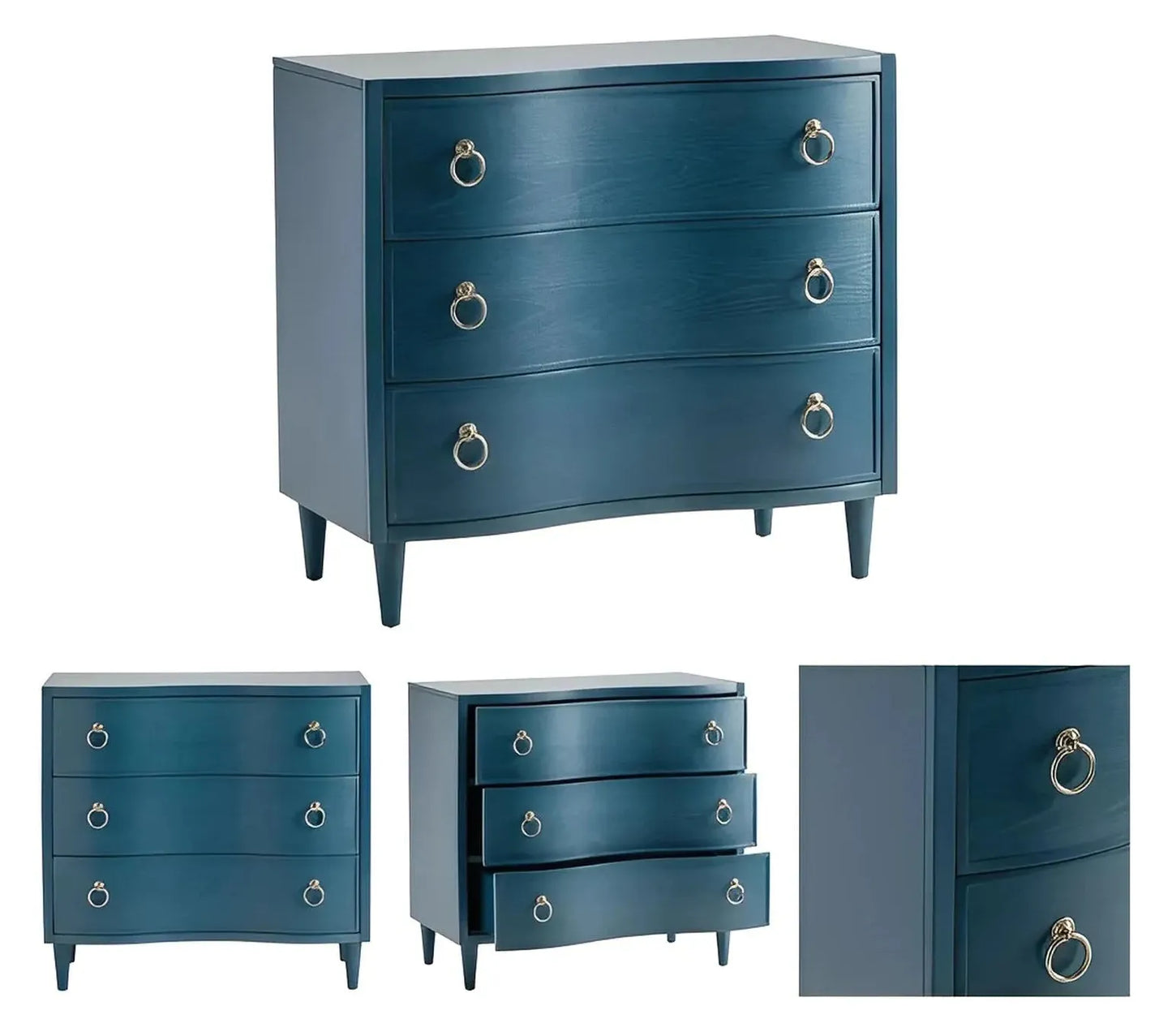 York Painted Blue Nightstands (2-Pack), Veneer, Wood, Transitional, tapered legs, solid wood craftsmanship