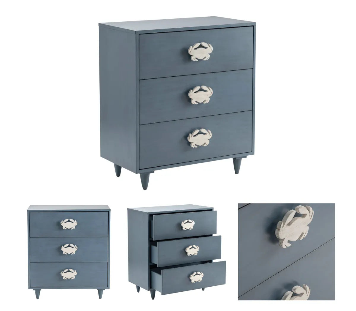 Lancaster Painted Blue Nightstands (2-Pack), Mdf, Wood, Coastal, solid wood craftsmanship, durable construction