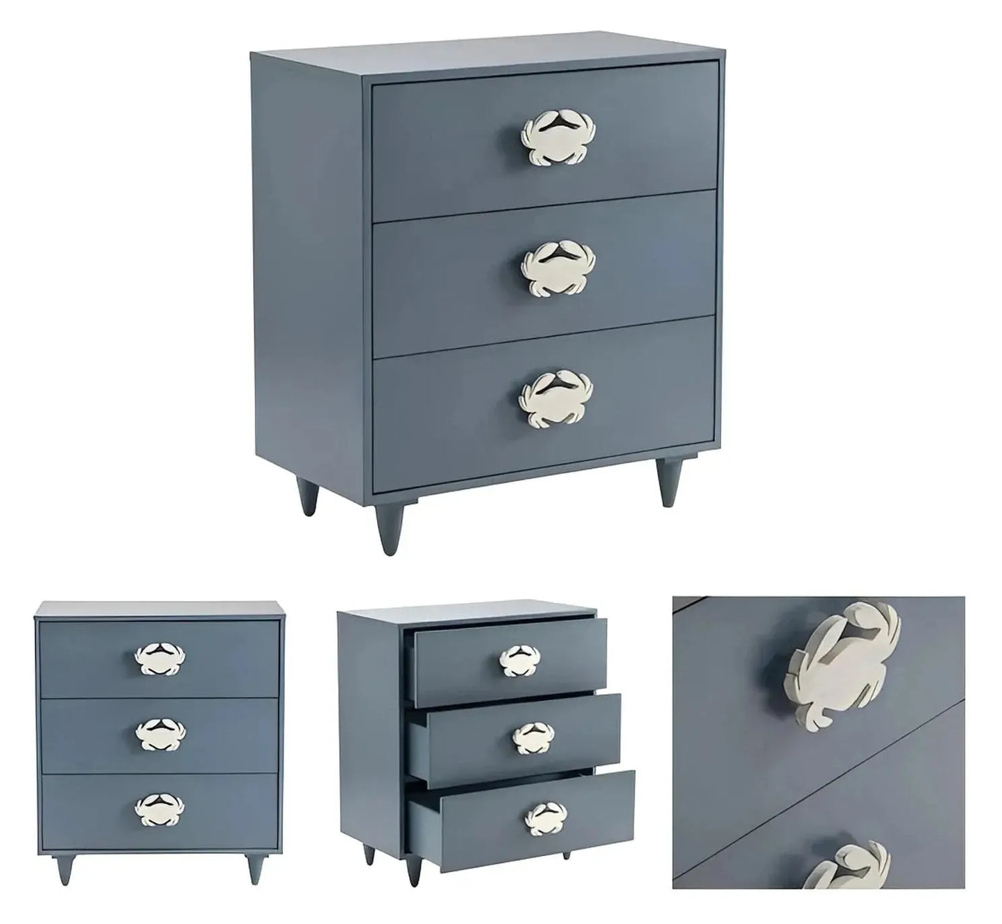 Lancaster Painted Blue Nightstands (2-Pack), Mdf, Wood, Coastal, solid wood craftsmanship, durable construction