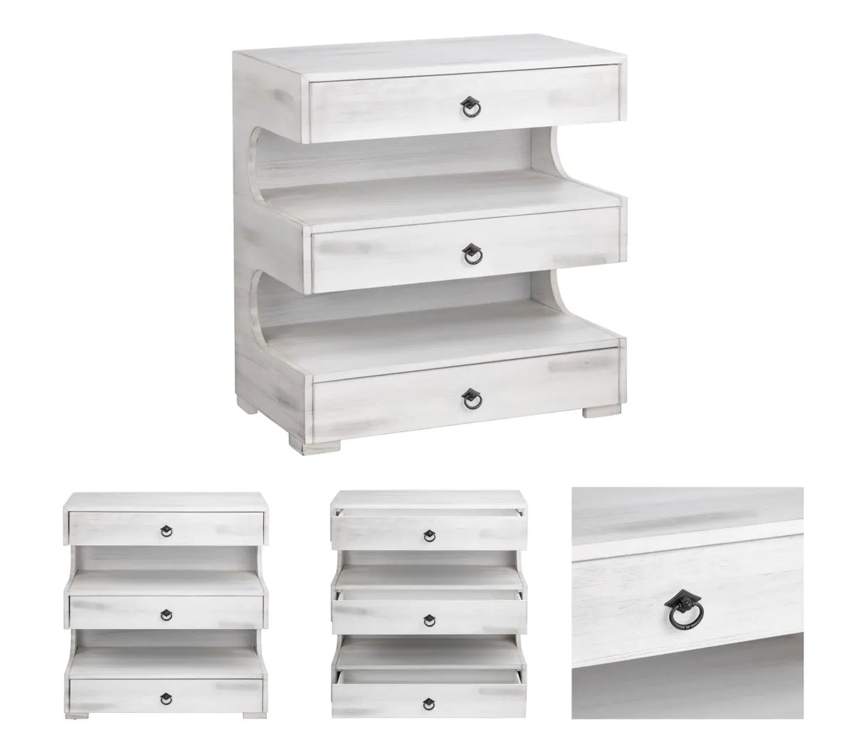 Bar Harbor Painted Grey Nightstands (2-Pack), Mdf, Wood, Transitional, tapered legs, solid wood craftsmanship