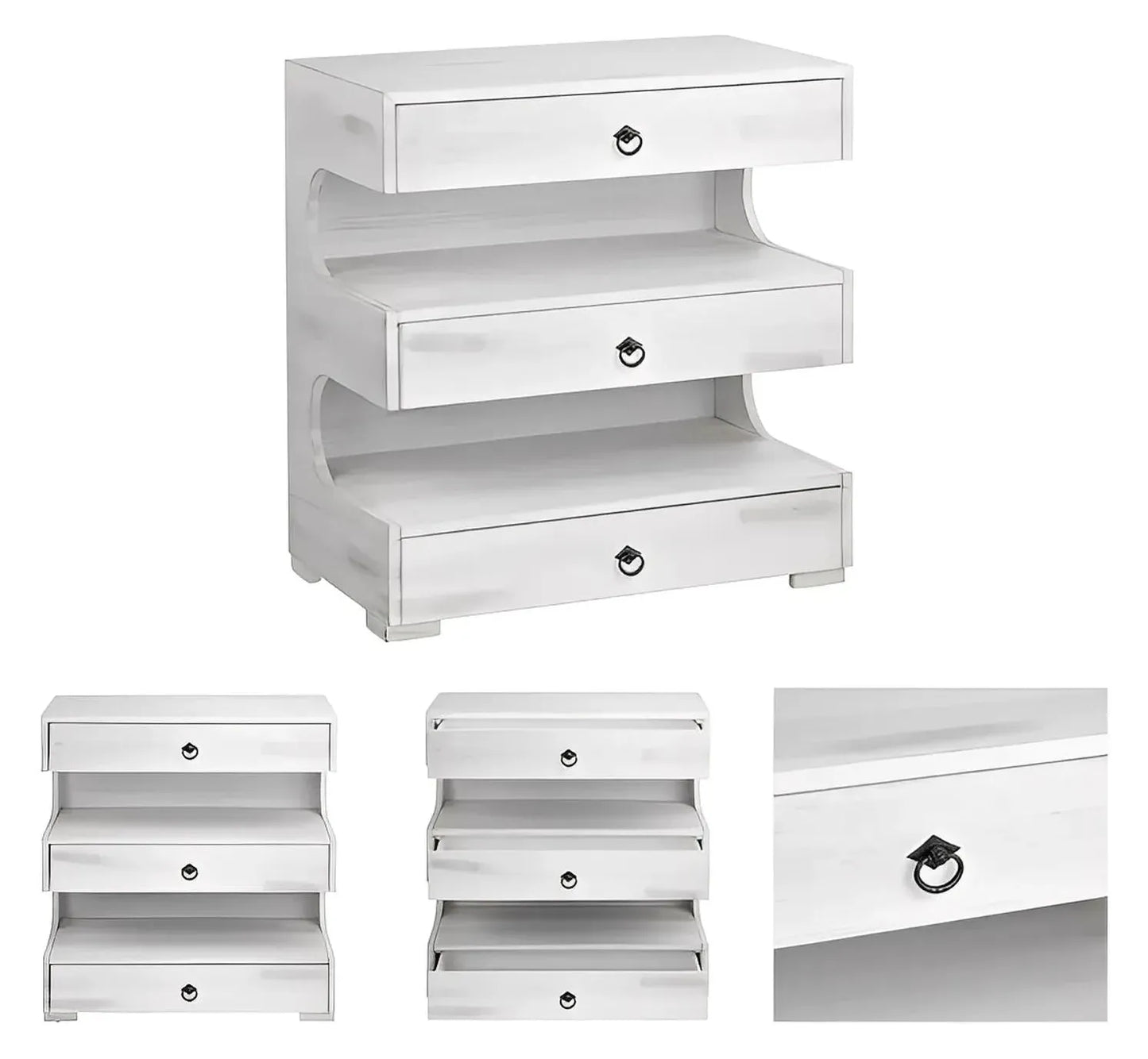 Bar Harbor Painted Grey Nightstands (2-Pack), Mdf, Wood, Transitional, tapered legs, solid wood craftsmanship