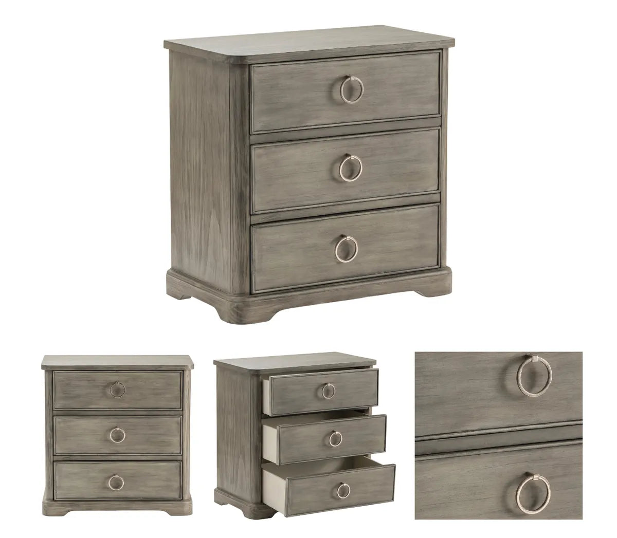 Hanover Painted Grey Nightstands (2-Pack), Wood, Transitional, tapered legs, solid wood craftsmanship