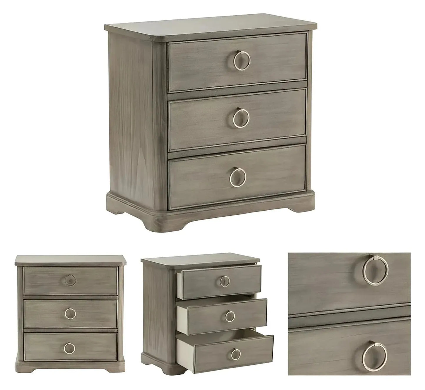 Hanover Painted Grey Nightstands (2-Pack), Wood, Transitional, tapered legs, solid wood craftsmanship