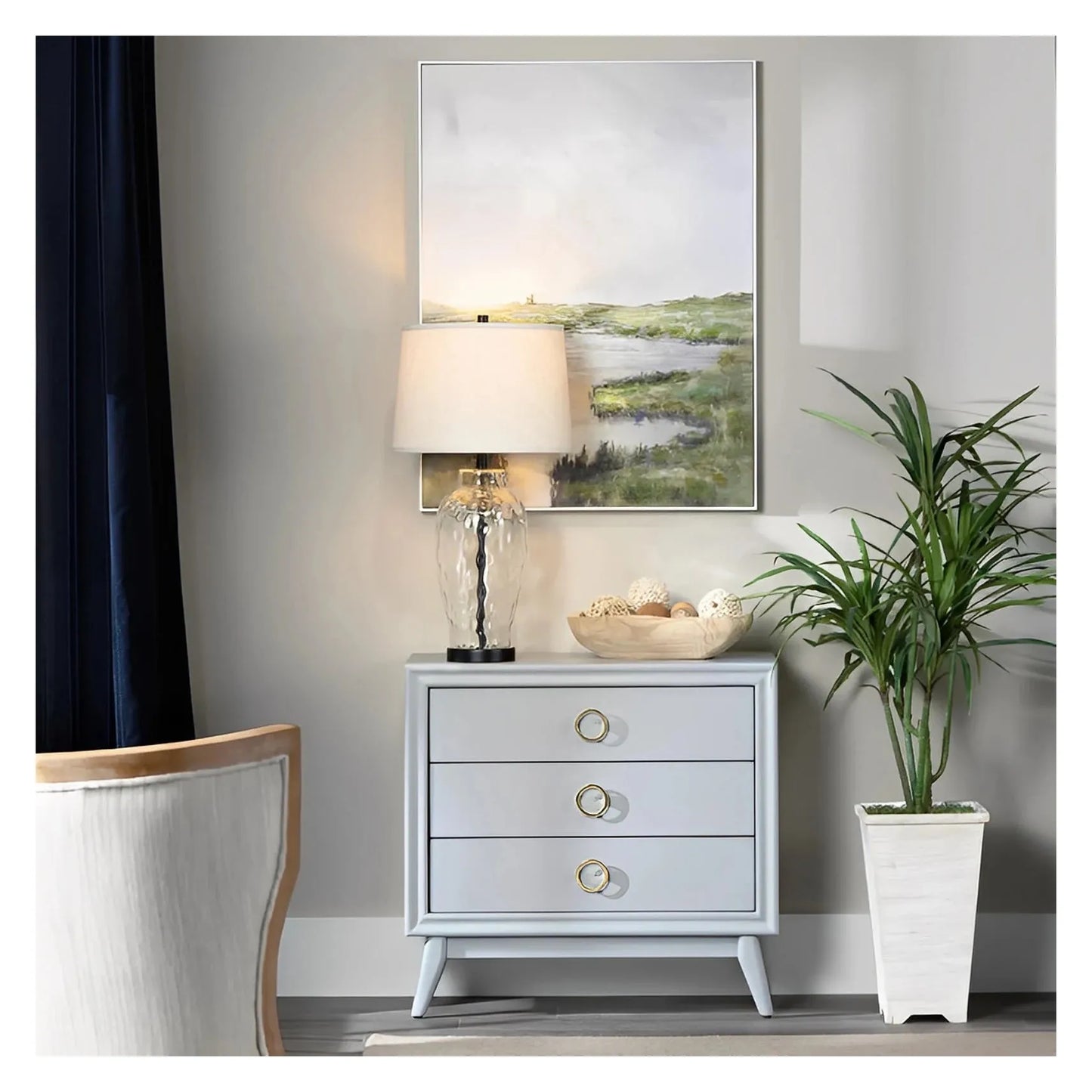Shelburne Painted Grey Nightstands (2-Pack), Mdf, Wood, Transitional, tapered legs, solid wood craftsmanship