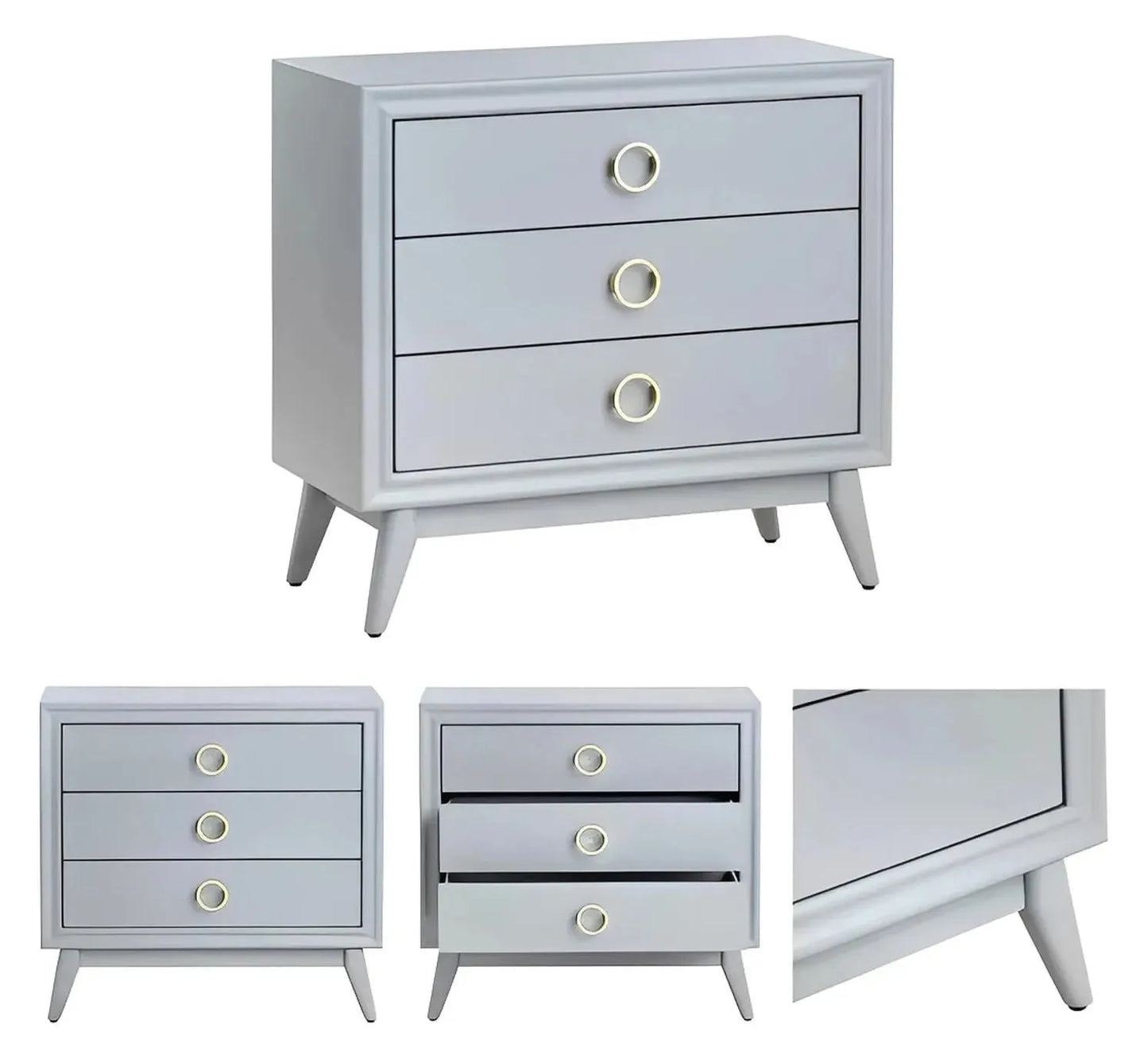 Shelburne Painted Grey Nightstands (2-Pack), Mdf, Wood, Transitional, tapered legs, solid wood craftsmanship