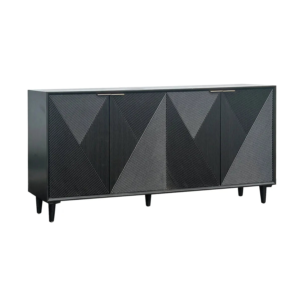 Glenhaven Four-Door Sideboard (Black) - Black - Contemporary