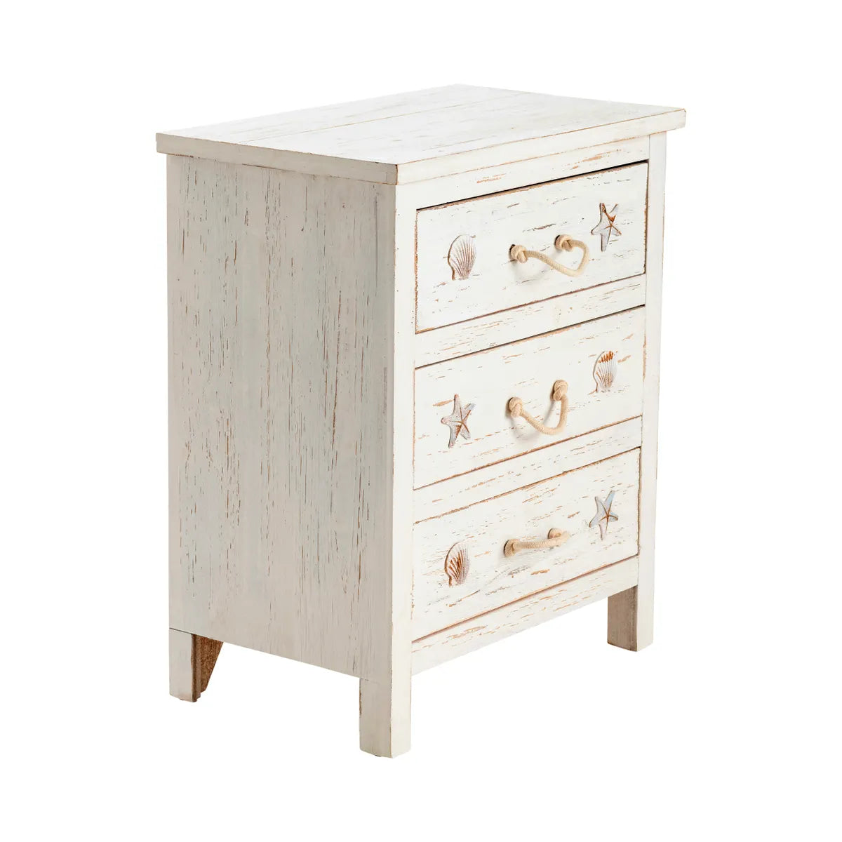 Ogunquit Painted White Nightstands (2-Pack), Rope, Wood, Coastal, solid wood craftsmanship, durable construction