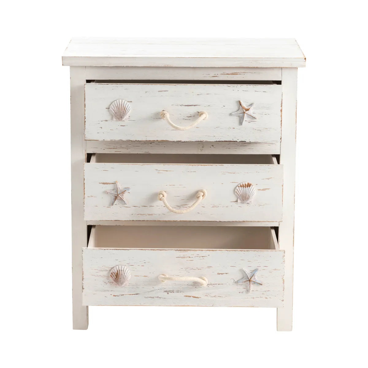 Ogunquit Painted White Nightstands (2-Pack), Rope, Wood, Coastal, solid wood craftsmanship, durable construction