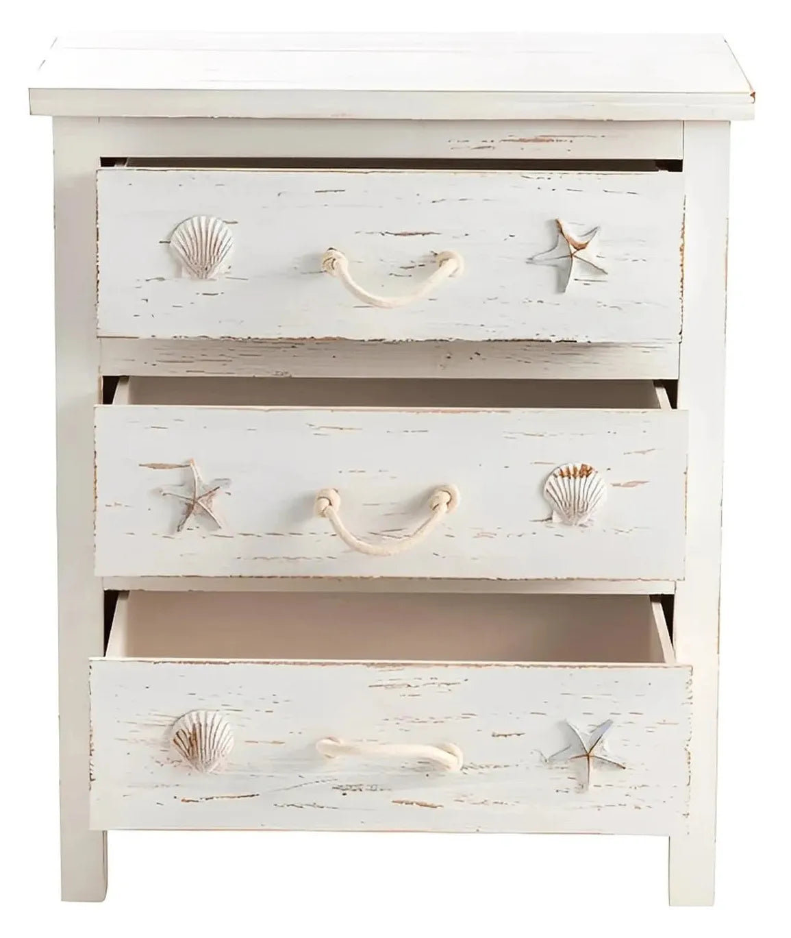 Ogunquit Painted White Nightstands (2-Pack), Rope, Wood, Coastal, solid wood craftsmanship, durable construction