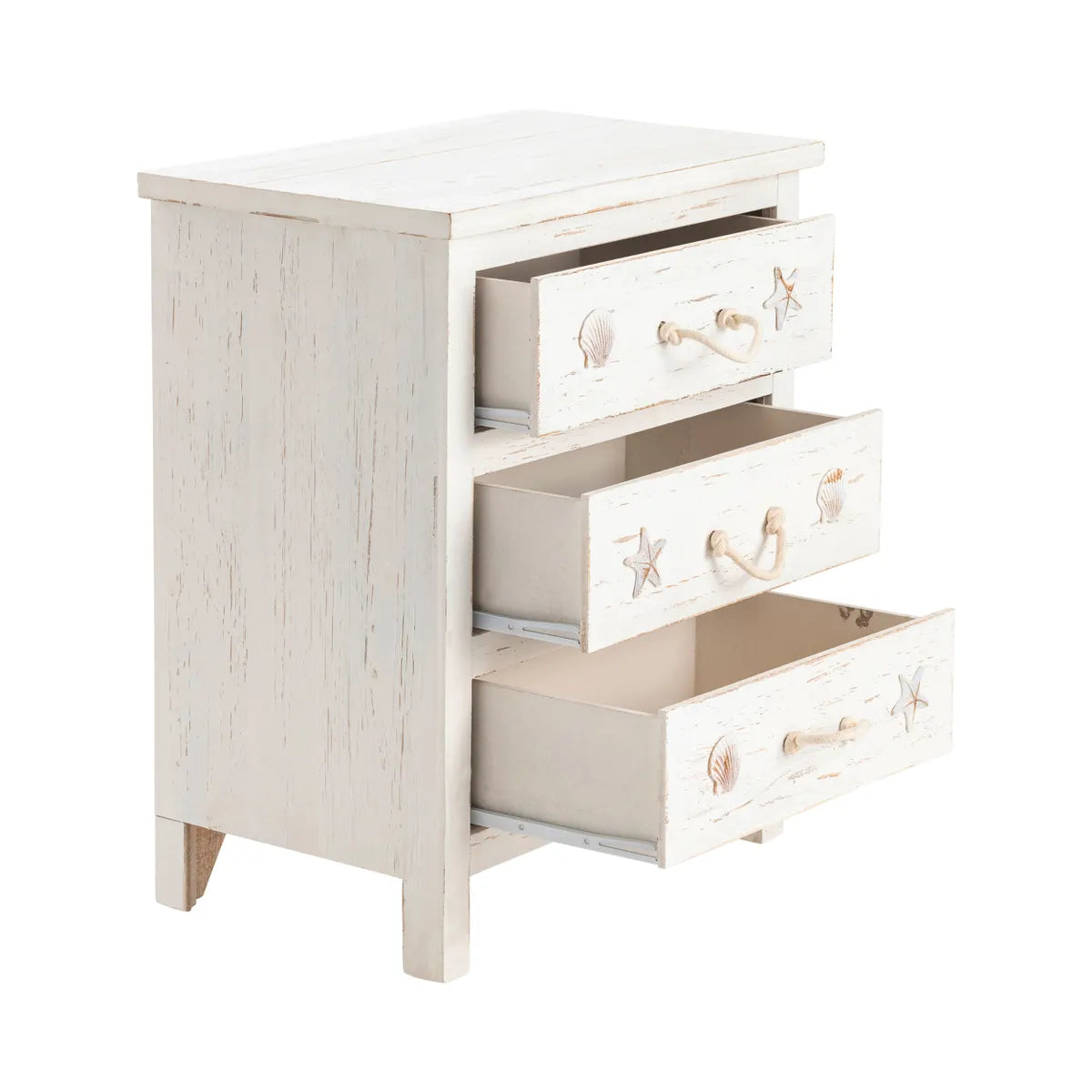 Ogunquit Painted White Nightstands (2-Pack), Rope, Wood, Coastal, solid wood craftsmanship, durable construction