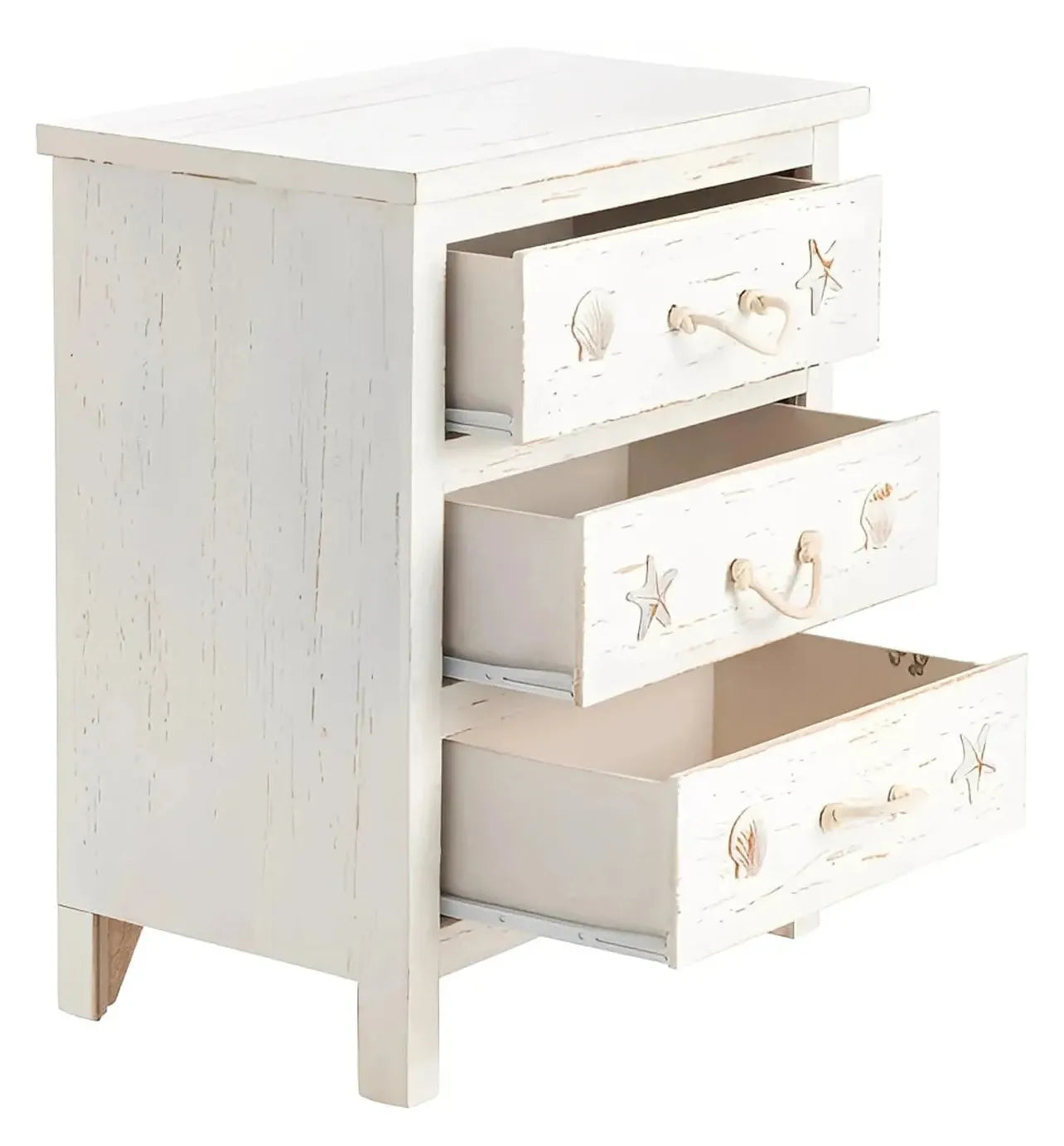 Ogunquit Painted White Nightstands (2-Pack), Rope, Wood, Coastal, solid wood craftsmanship, durable construction