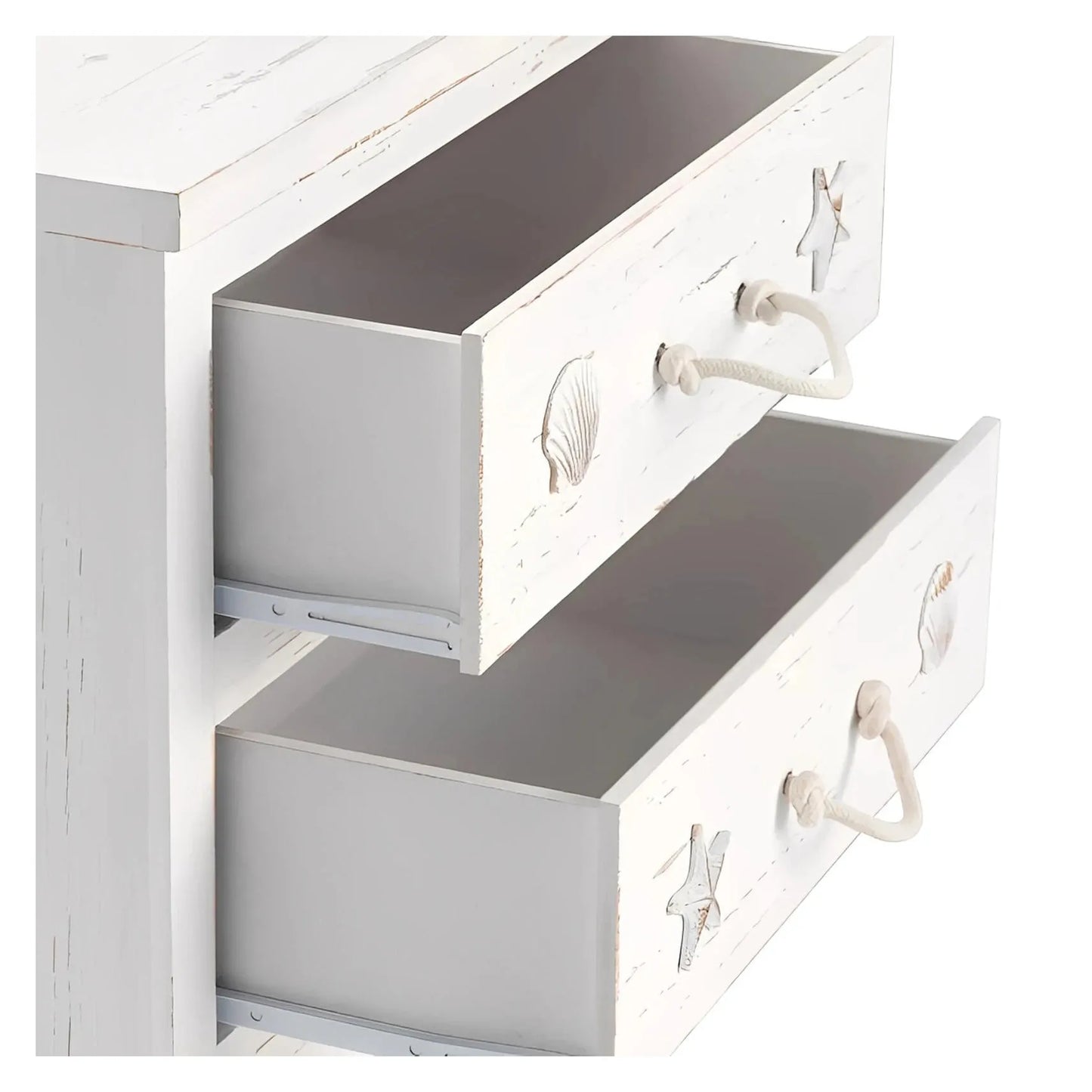 Ogunquit Painted White Nightstands (2-Pack), Rope, Wood, Coastal, solid wood craftsmanship, durable construction