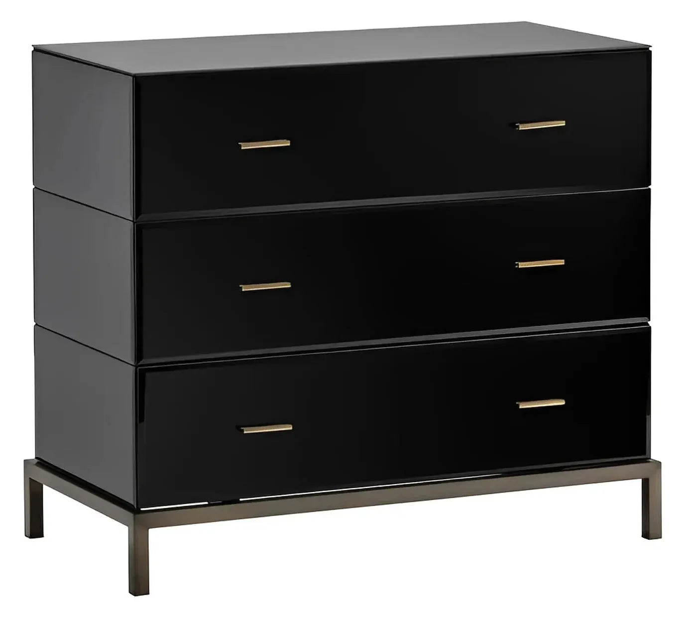 Essex Polished Black Nightstands (2-Pack), Metal, Mirror, Wood, Contemporary, Transitional, tapered legs, brushed metal