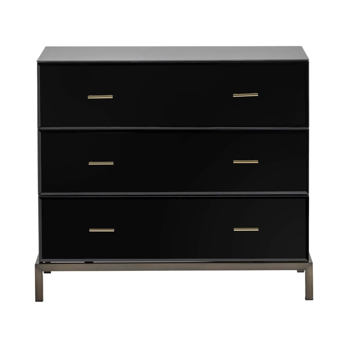 Essex Polished Black Nightstands (2-Pack), Metal, Mirror, Wood, Contemporary, Transitional, tapered legs, brushed metal