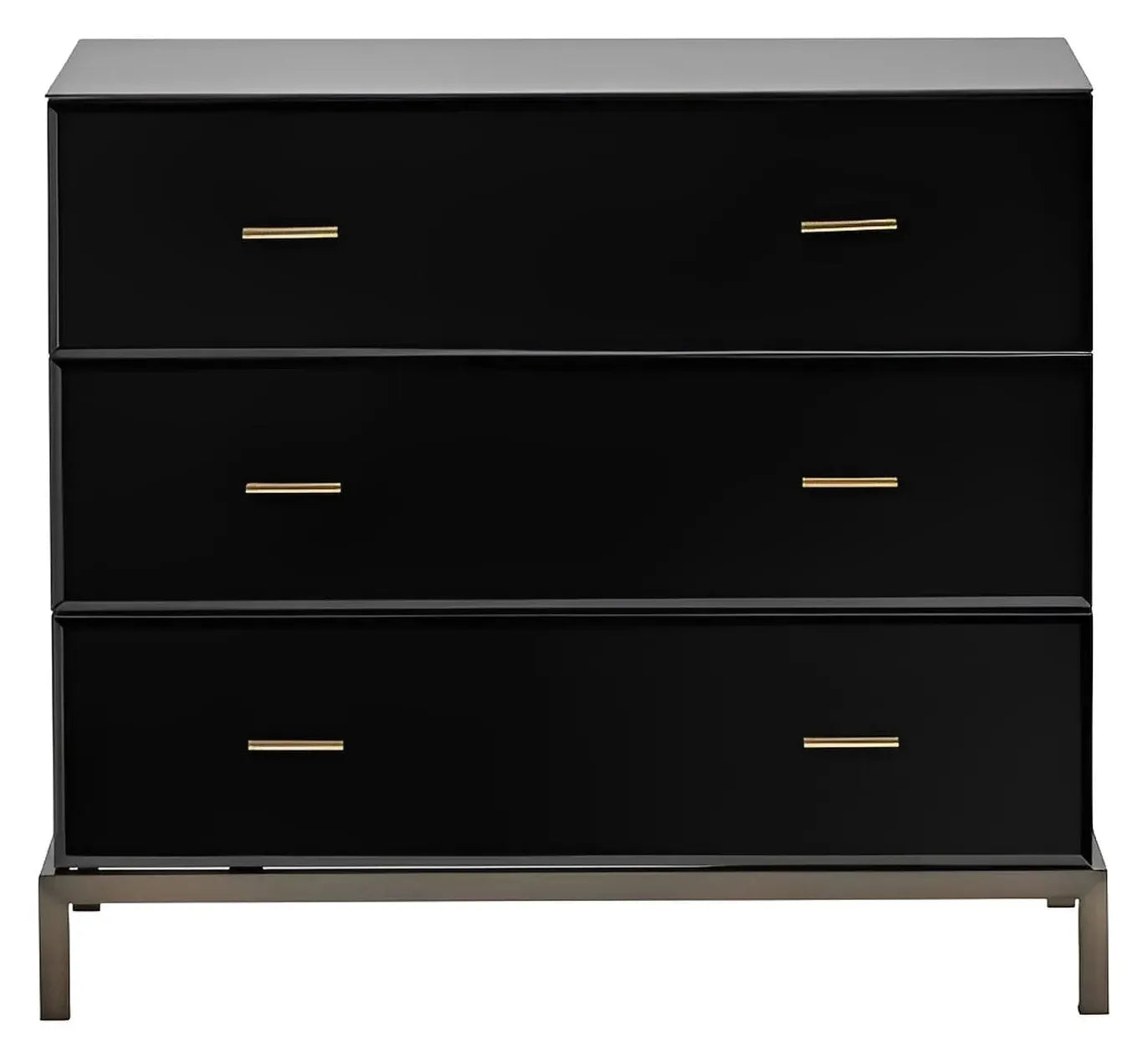 Essex Polished Black Nightstands (2-Pack), Metal, Mirror, Wood, Contemporary, Transitional, tapered legs, brushed metal