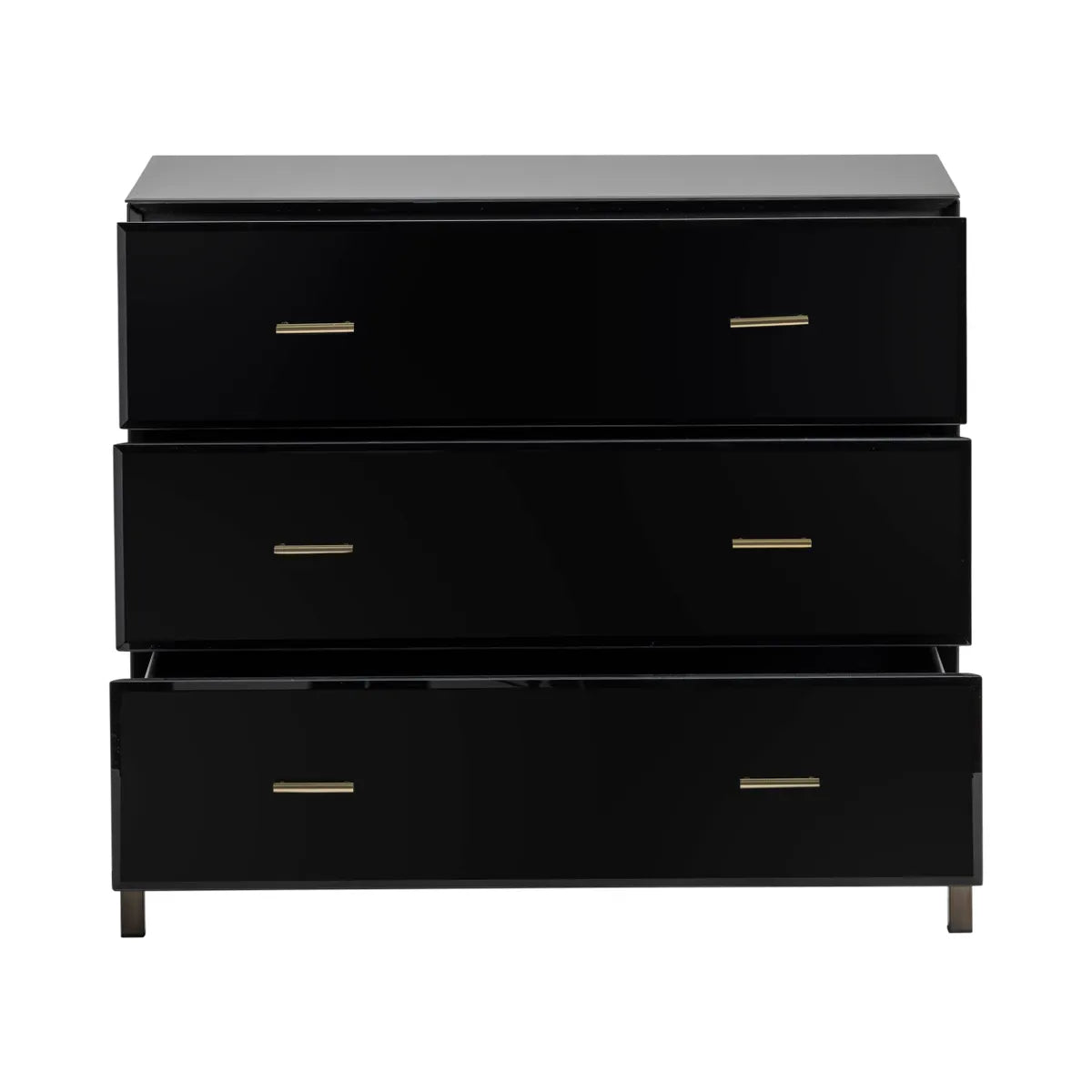 Essex Polished Black Nightstands (2-Pack), Metal, Mirror, Wood, Contemporary, Transitional, tapered legs, brushed metal