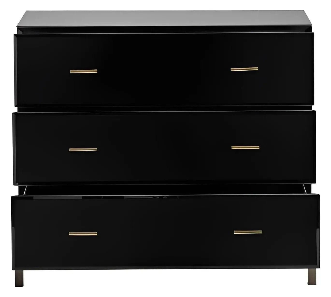 Essex Polished Black Nightstands (2-Pack), Metal, Mirror, Wood, Contemporary, Transitional, tapered legs, brushed metal
