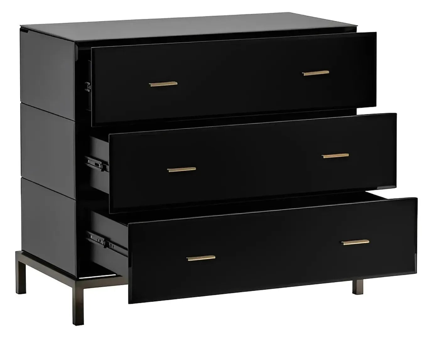 Essex Polished Black Nightstands (2-Pack), Metal, Mirror, Wood, Contemporary, Transitional, tapered legs, brushed metal