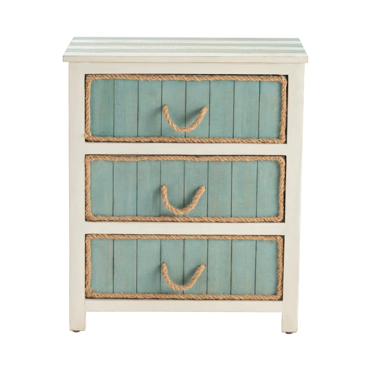 Ellsworth Painted Blue Nightstands (2-Pack), Rope, Wood, Coastal, solid wood craftsmanship, durable construction