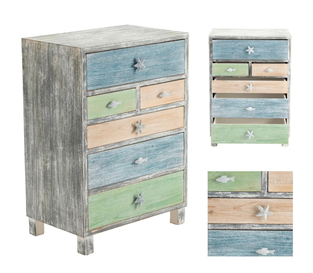 Damariscotta Painted Blue Nightstands (2-Pack), Wood, Coastal, solid wood craftsmanship, durable construction