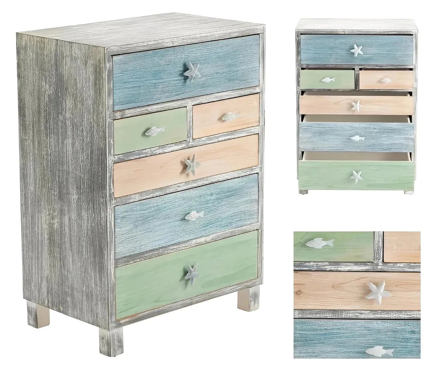Damariscotta Painted Blue Nightstands (2-Pack), Wood, Coastal, solid wood craftsmanship, durable construction