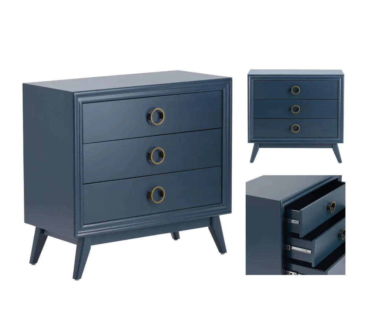 Bristol Painted Blue Nightstands (2-Pack), Mdf, Wood, Contemporary, Transitional, tapered legs, solid wood craftsmanship