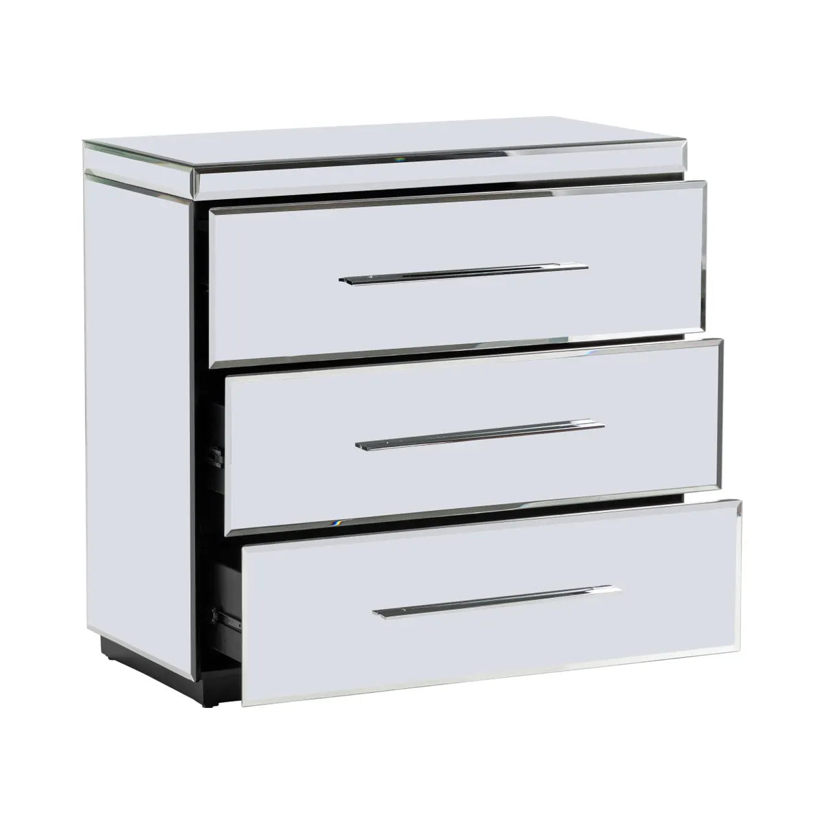 Mystic Falls Plated Mirror Nightstands (2-Pack), Metal, Mirror, Contemporary, Transitional, tapered legs, brushed metal