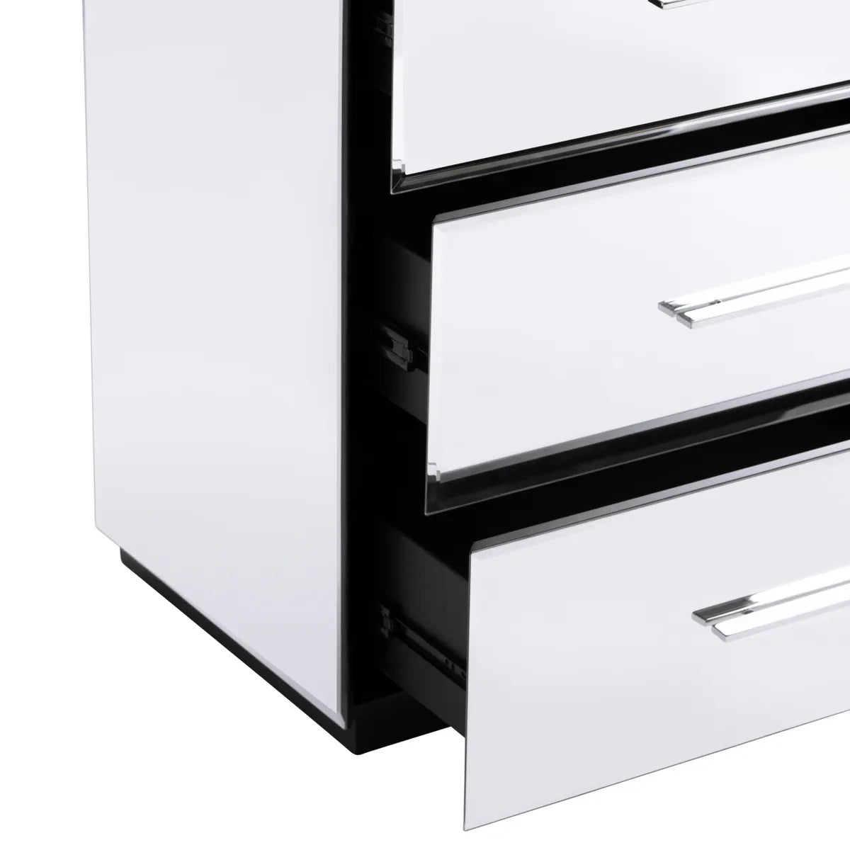 Mystic Falls Plated Mirror Nightstands (2-Pack), Metal, Mirror, Contemporary, Transitional, tapered legs, brushed metal