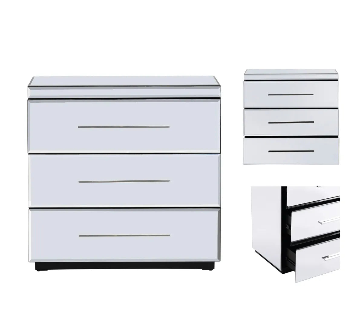 Mystic Falls Plated Mirror Nightstands (2-Pack), Metal, Mirror, Contemporary, Transitional, tapered legs, brushed metal