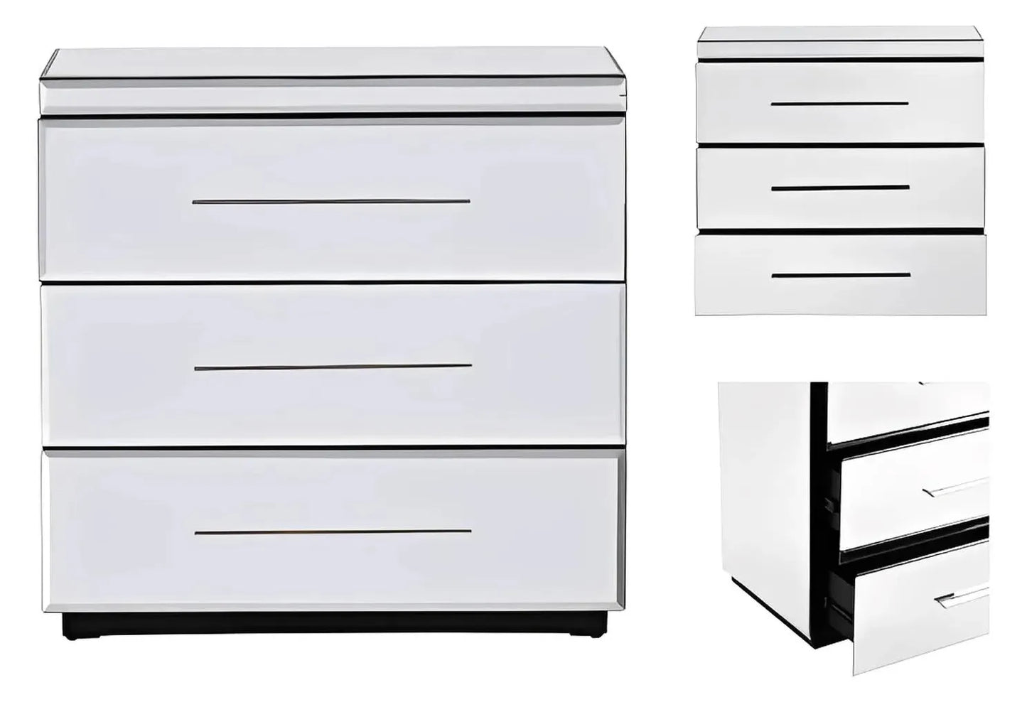 Mystic Falls Plated Mirror Nightstands (2-Pack), Metal, Mirror, Contemporary, Transitional, tapered legs, brushed metal