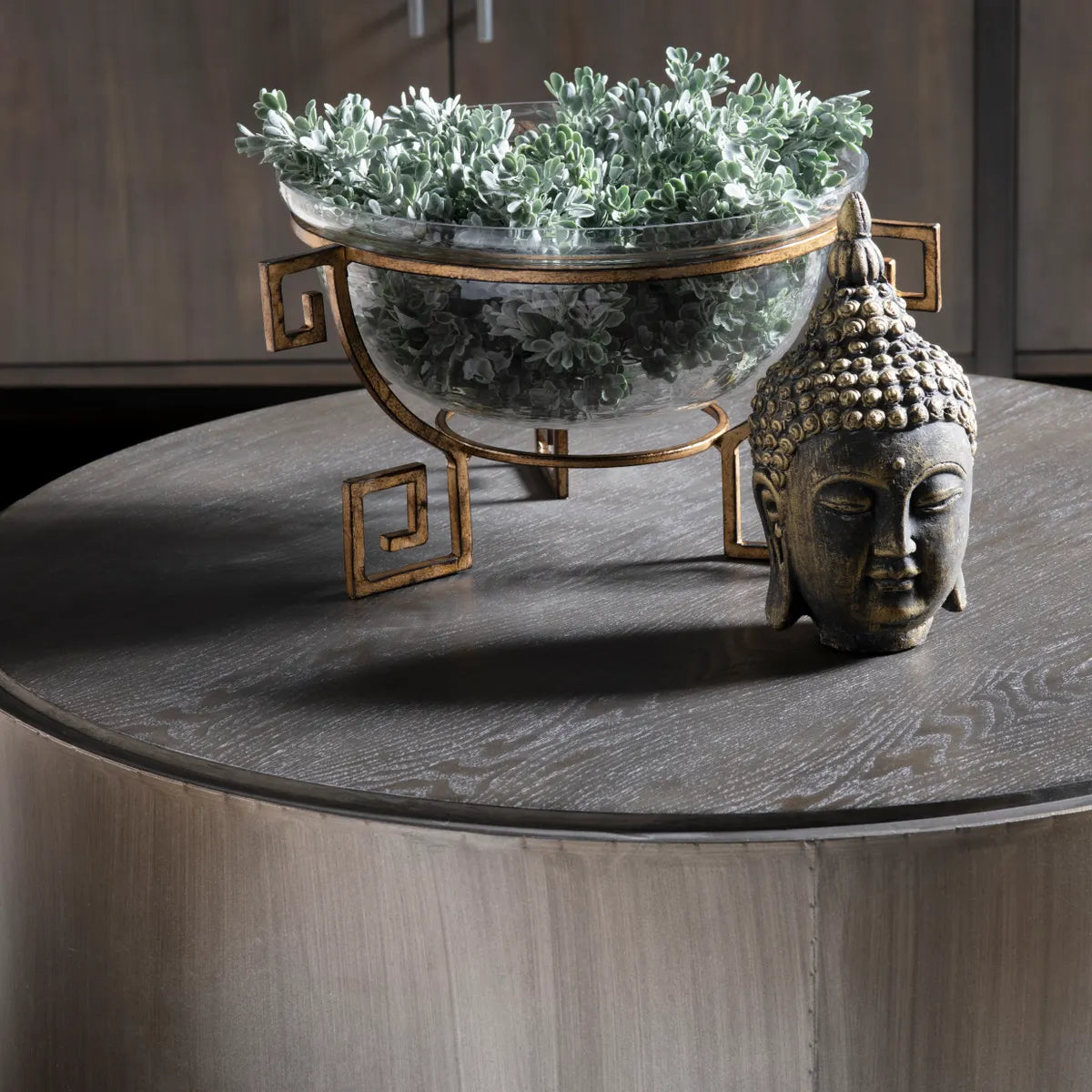 Prestwick Polished Drum Cocktail or Coffee Table