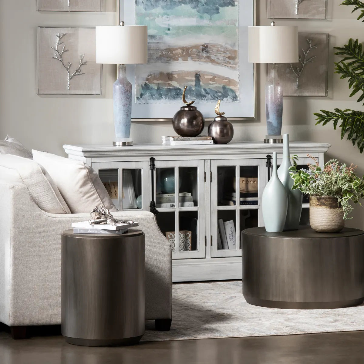 Prestwick End Table (Set of 2) - Round - Solid Wood - Metal Frame