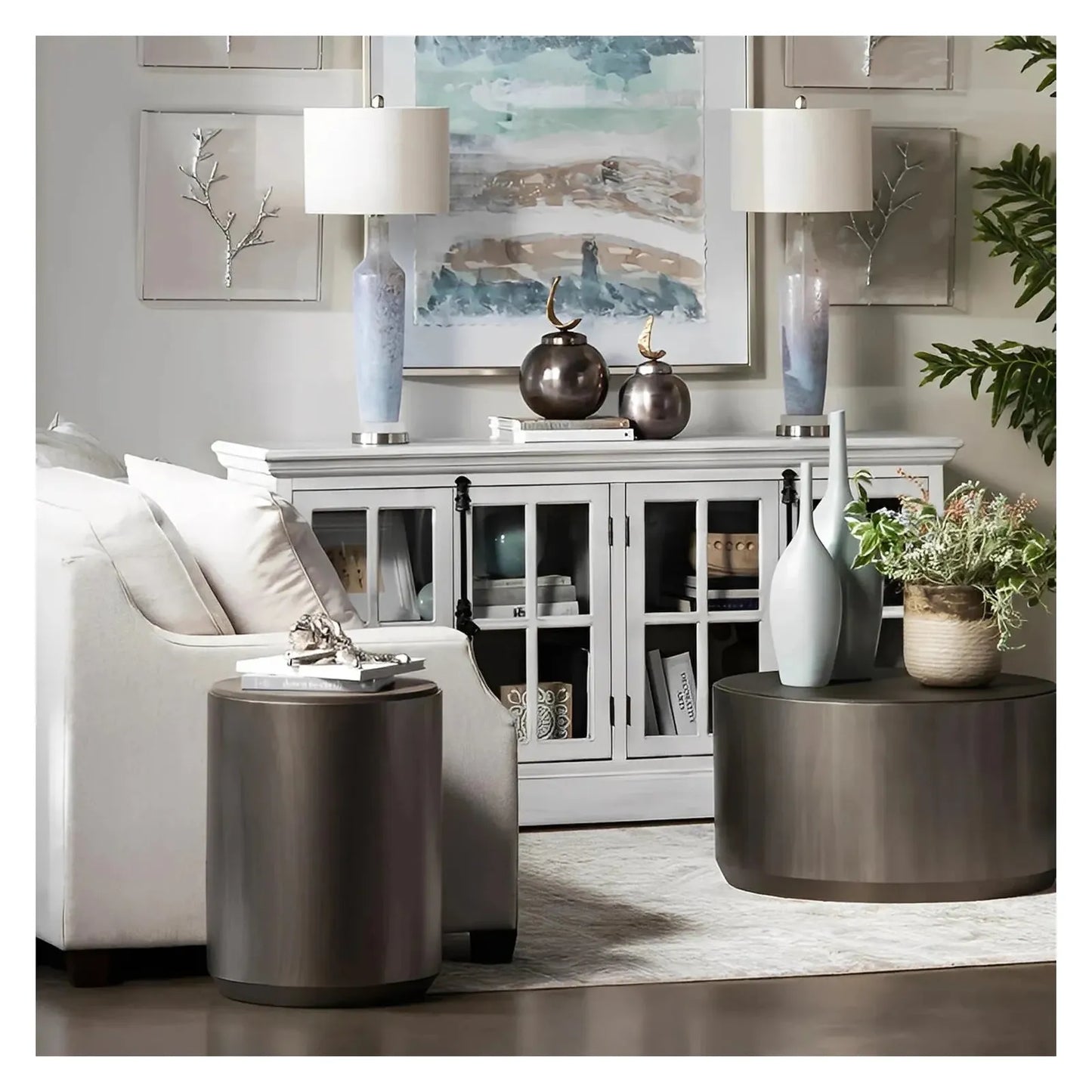 Prestwick End Table (Set of 2) - Round - Solid Wood - Metal Frame