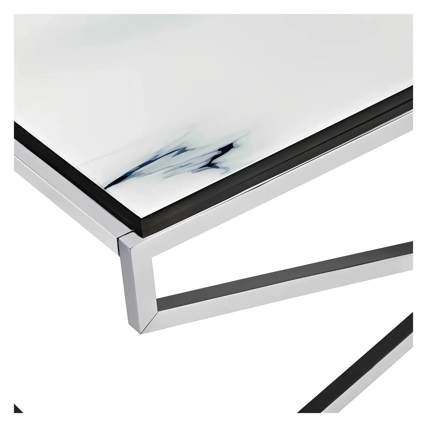 Belmont Faux Marble & Chrome Cross-Base Cocktail or Coffee Table