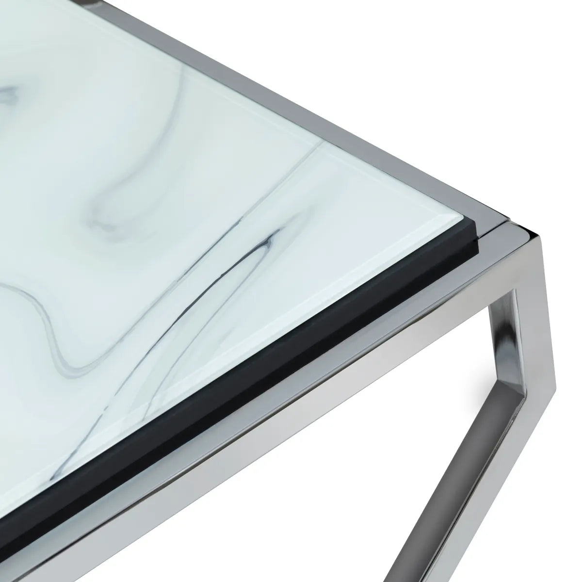 Belmont Square Marble & Chrome End Table – Modern Design (Set of 2)