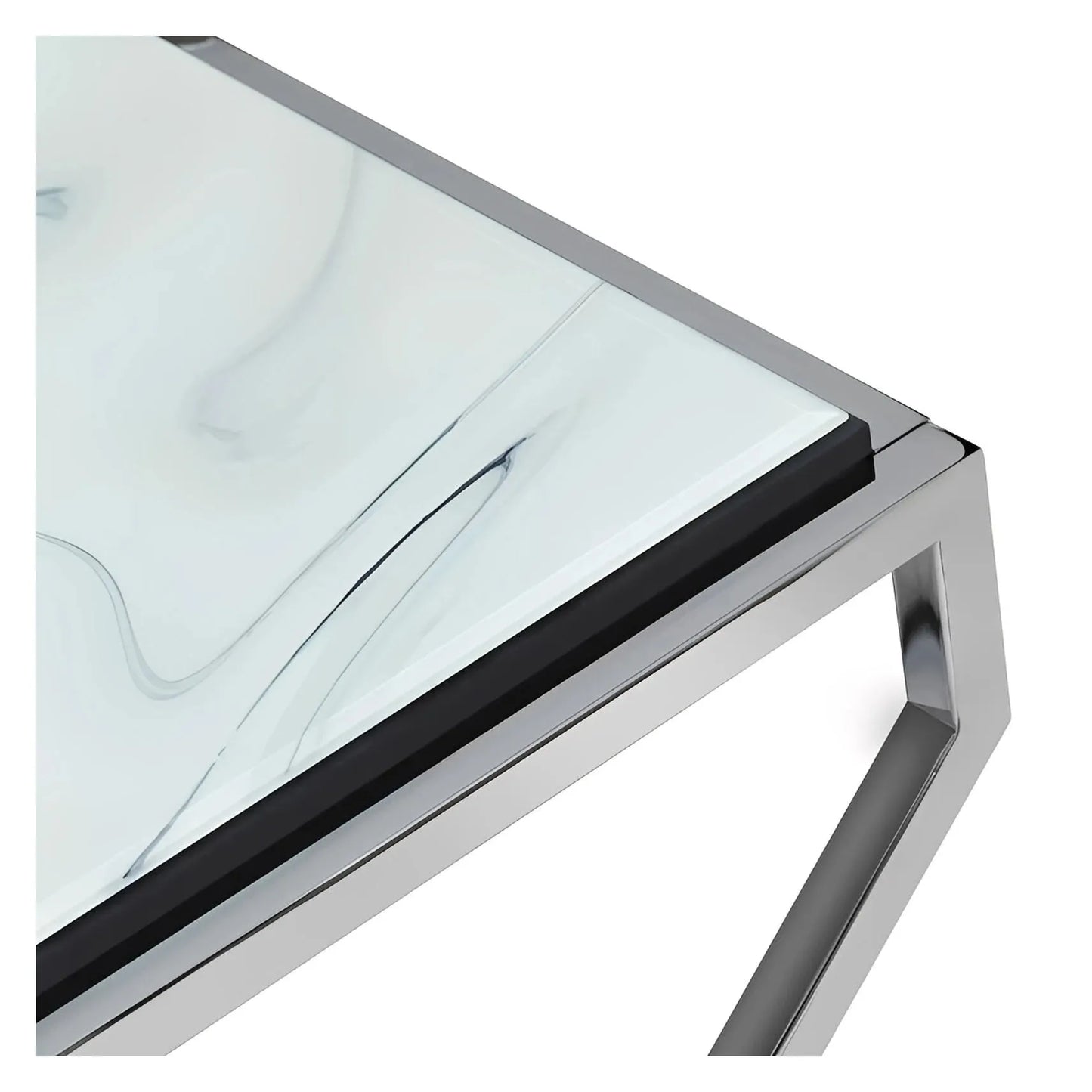 Belmont Square Marble & Chrome End Table – Modern Design (Set of 2)