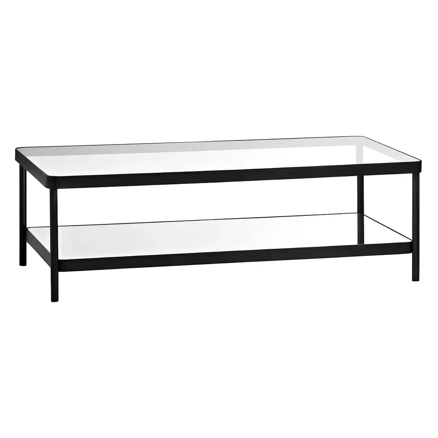 Stratford Glass & Black Metal Cocktail or Coffee Table