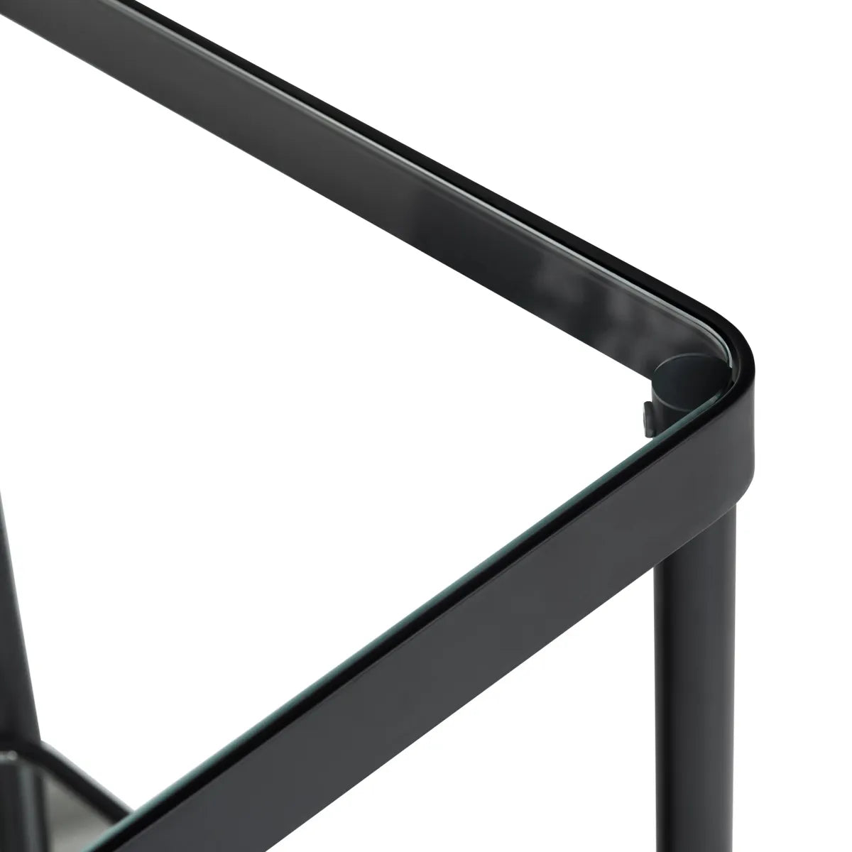 Stratford Square Glass & Metal End Table – Black Frame (Set of 2)
