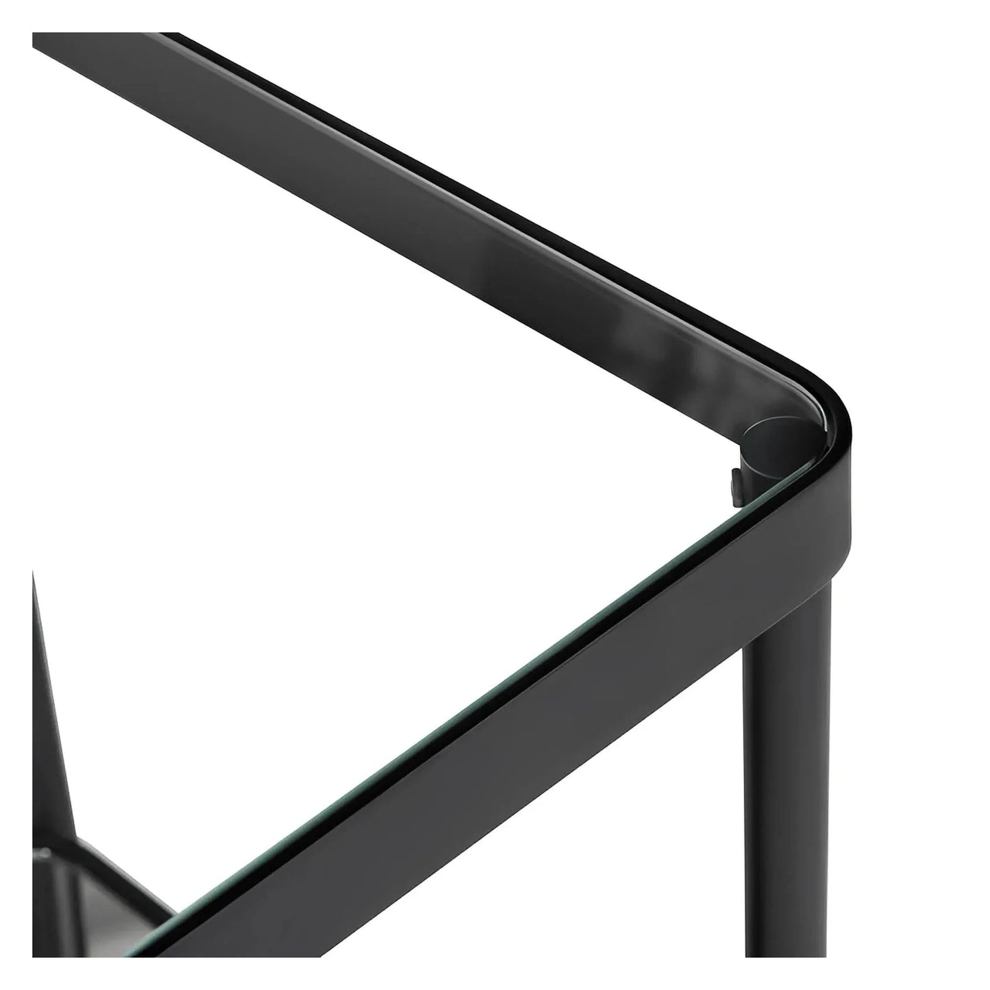 Stratford Square Glass & Metal End Table – Black Frame (Set of 2)