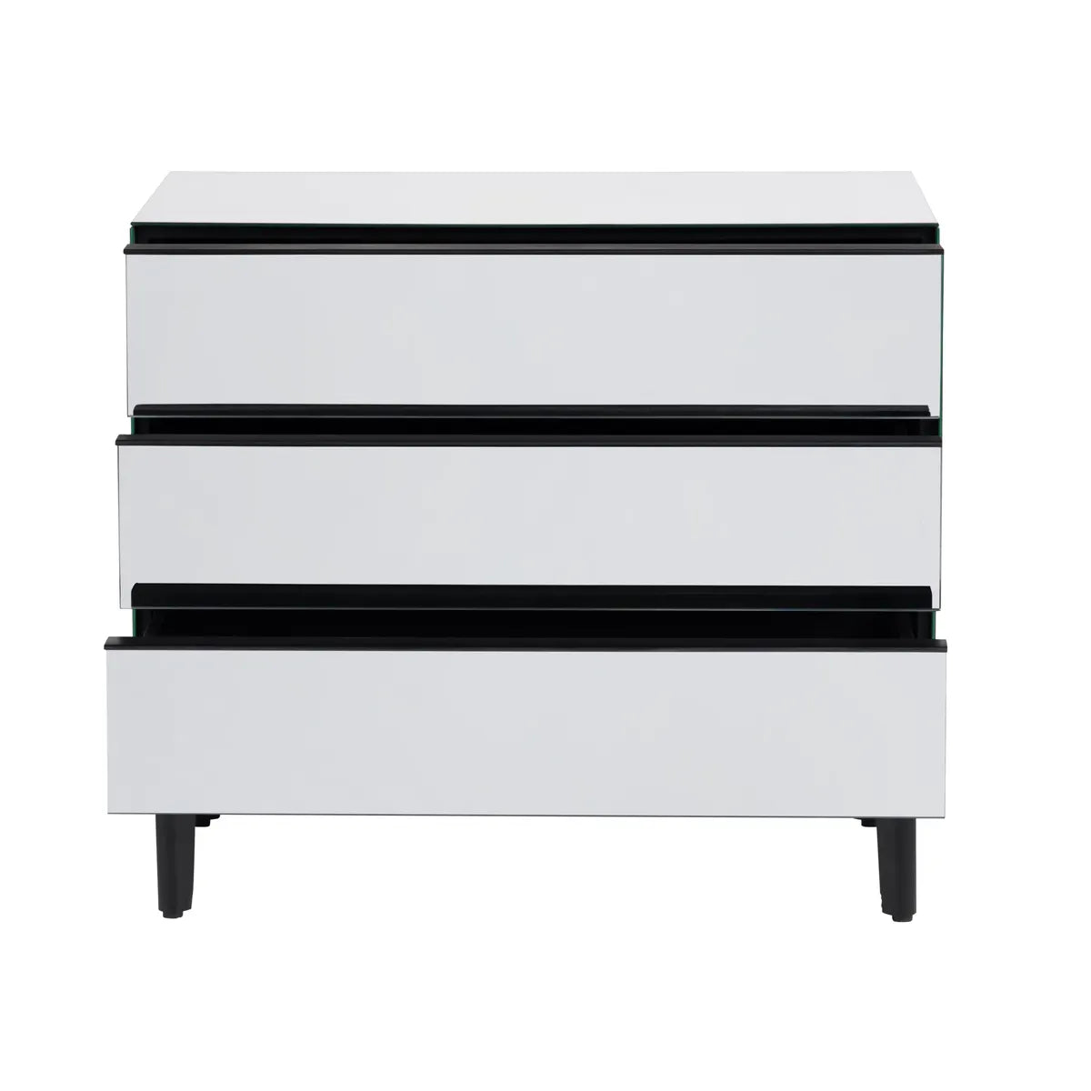 Rockport Mirror Nightstands (2-Pack) Contemporary, Transitional, tapered legs, felt-lined top drawers